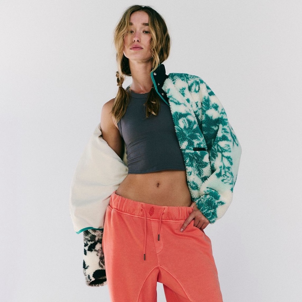 FP Movement Hit The Slopes Printed Fleece Jacket - Minty Fresh Duet Combo - Picture 4 of 9